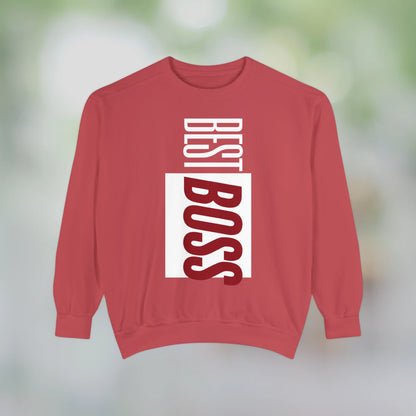 BEST BOSS / Unisex Garment-Dyed Front Print Sweatshirt