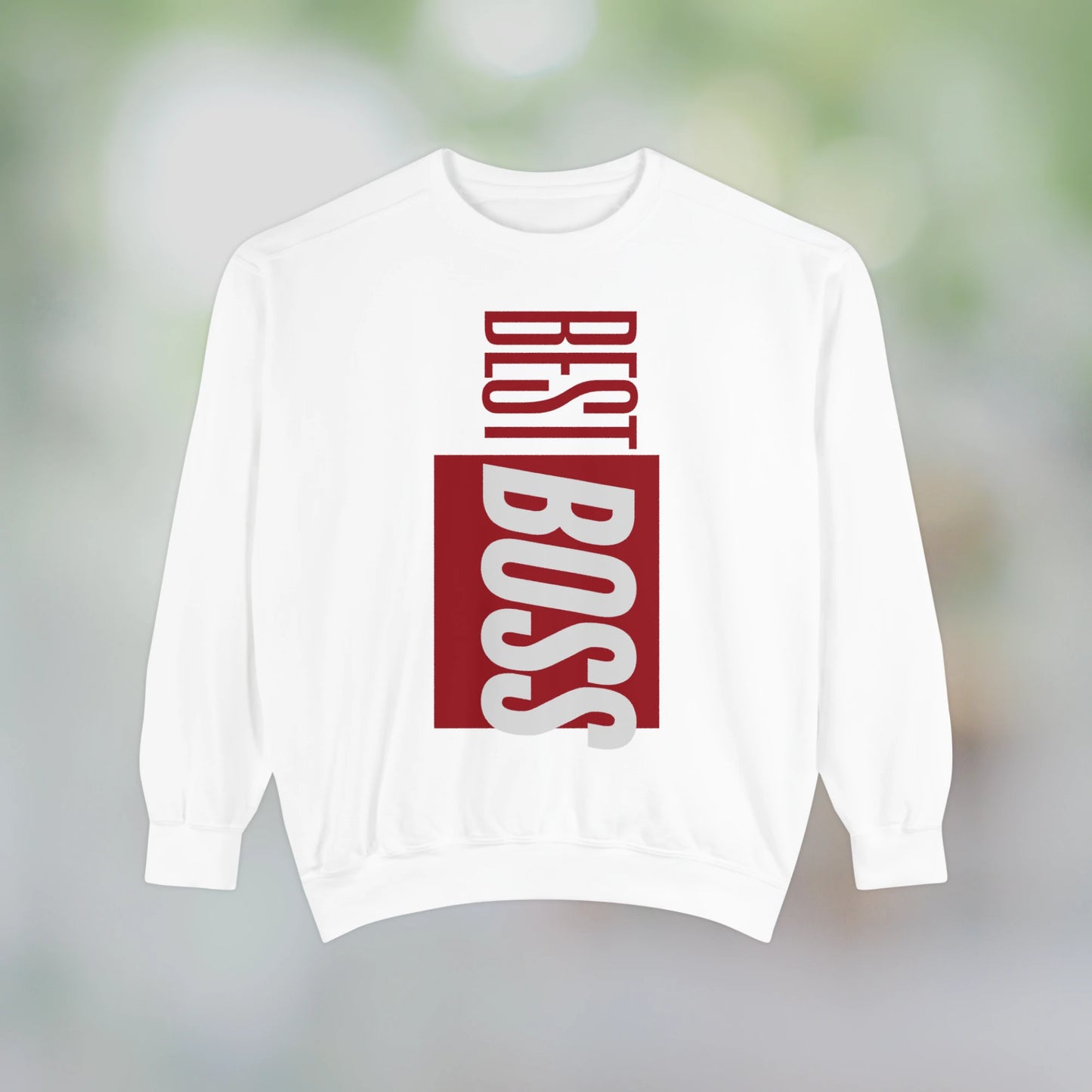 BEST BOSS / Unisex Garment-Dyed Front Print Sweatshirt