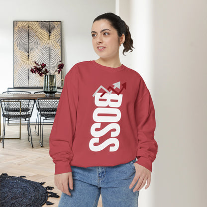 BOSS / Unisex Garment-Dyed Front Print Sweatshirt