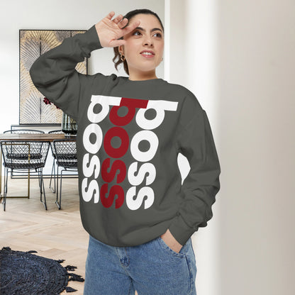 BOSS / Unisex Garment-Dyed Front Print Sweatshirt