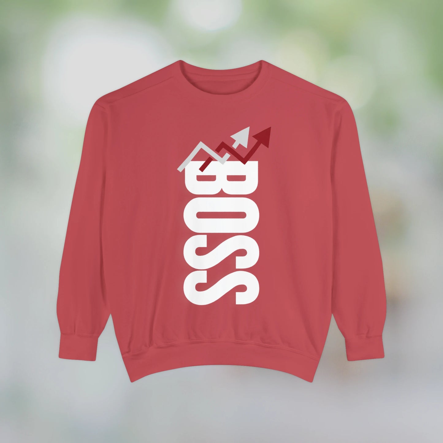 BOSS / Unisex Garment-Dyed Front Print Sweatshirt