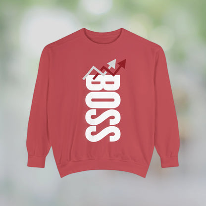 BOSS / Unisex Garment-Dyed Front Print Sweatshirt