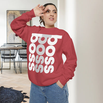 BOSS / Unisex Garment-Dyed Front Print Sweatshirt