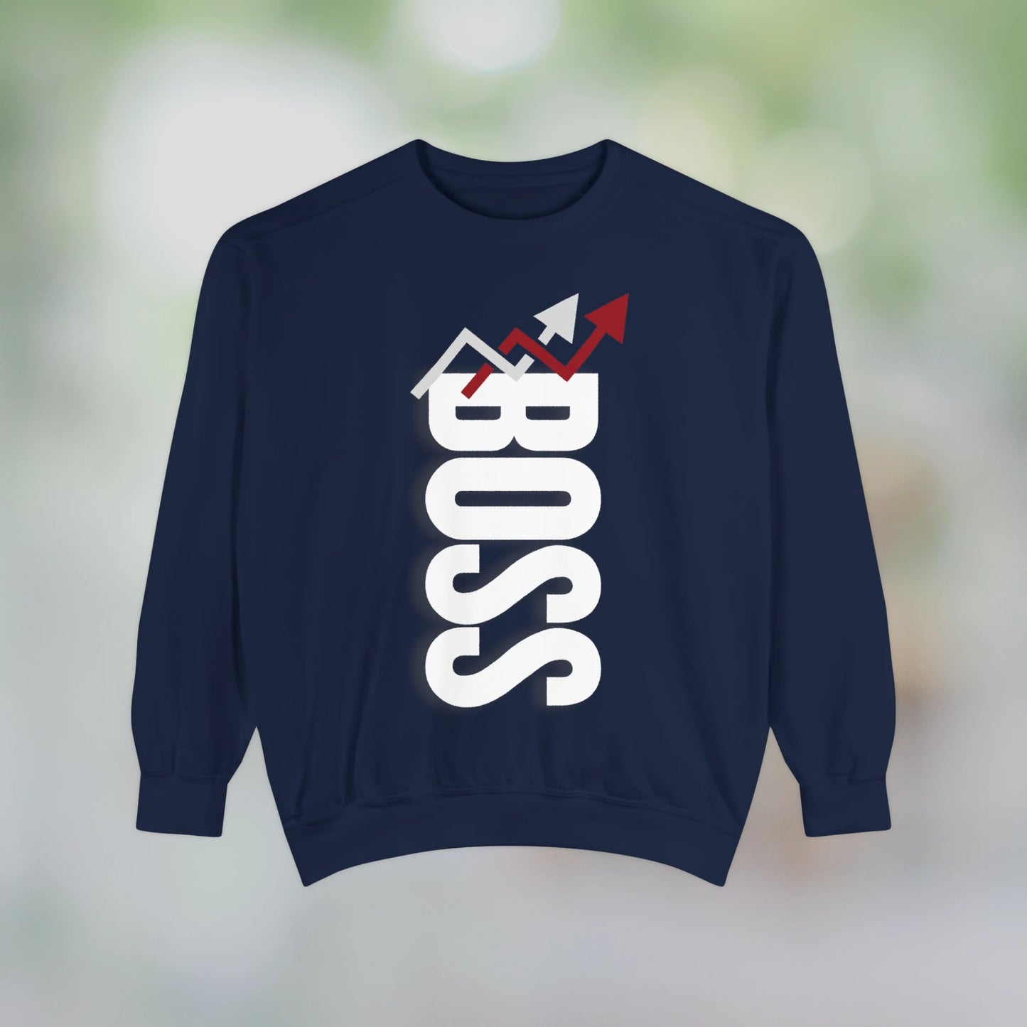 BOSS / Unisex Garment-Dyed Front Print Sweatshirt