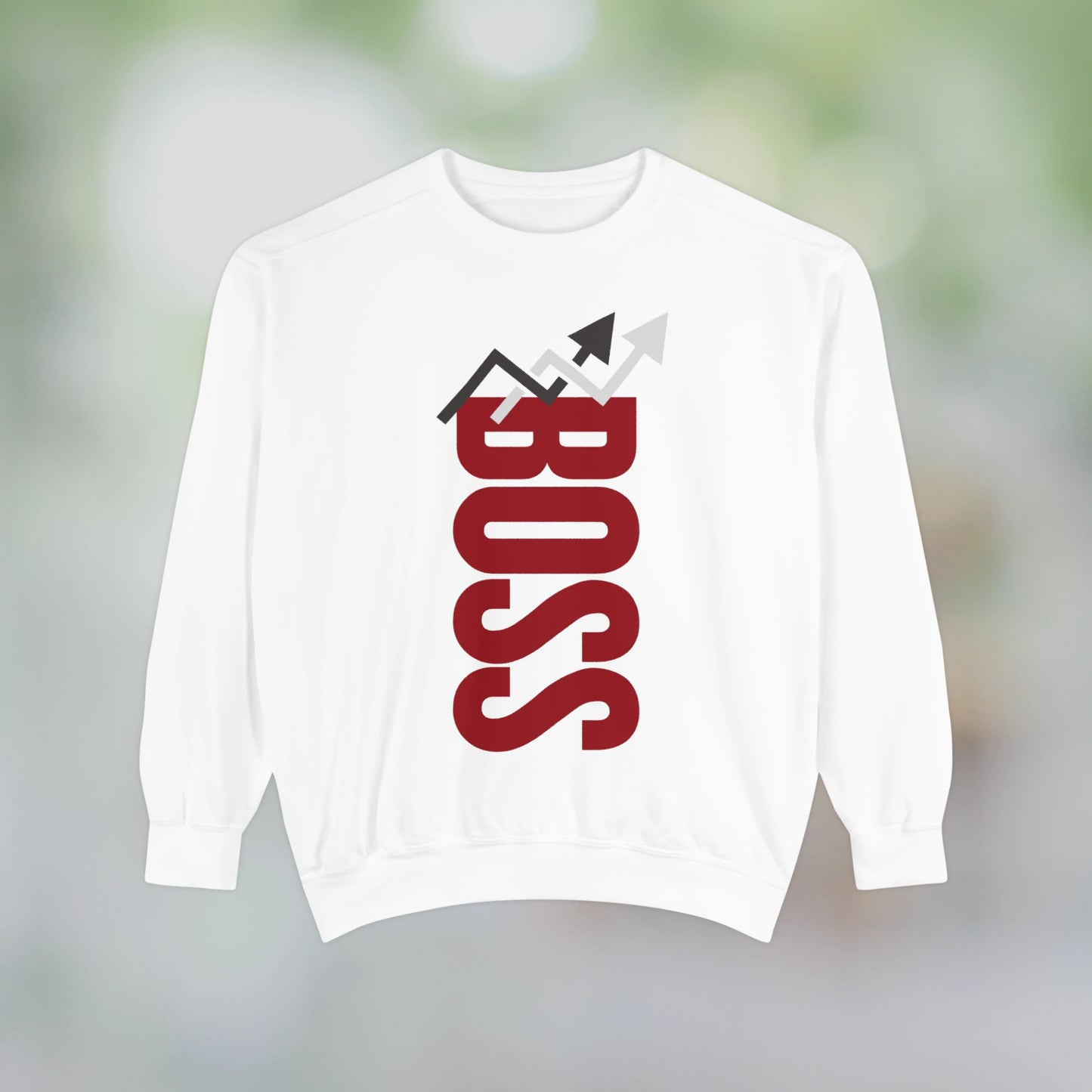 BOSS / Unisex Garment-Dyed Front Print Sweatshirt