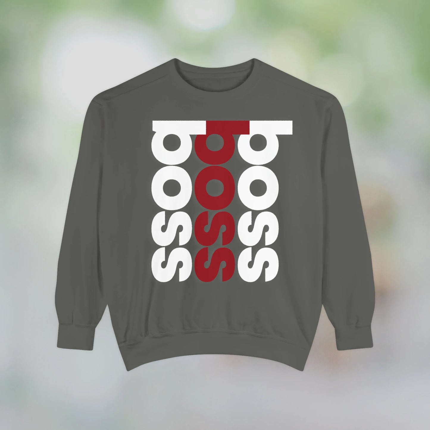BOSS / Unisex Garment-Dyed Front Print Sweatshirt