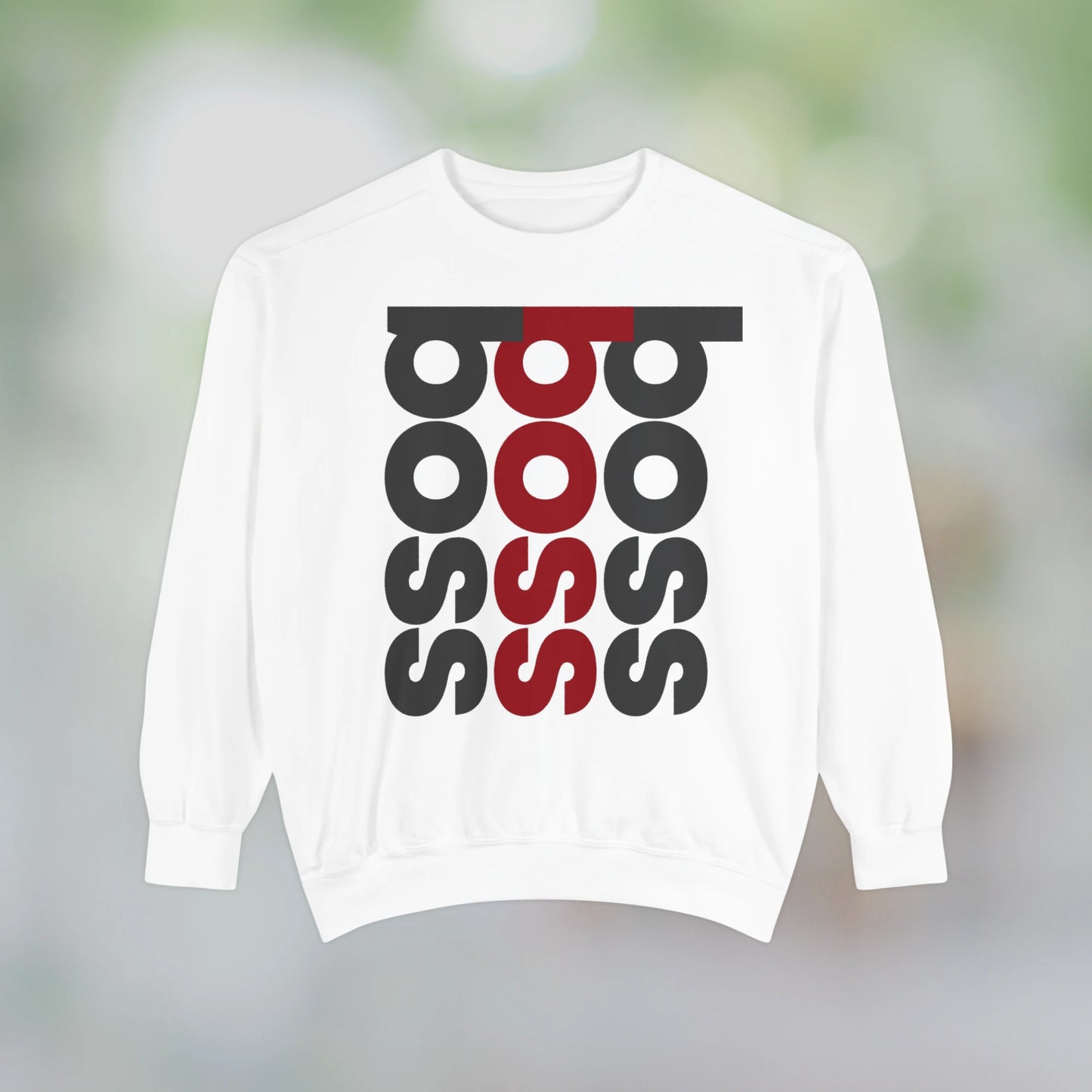 BOSS / Unisex Garment-Dyed Front Print Sweatshirt