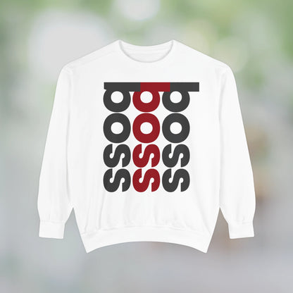 BOSS / Unisex Garment-Dyed Front Print Sweatshirt