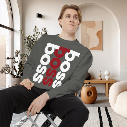 BOSS / Unisex Garment-Dyed Front Print Sweatshirt