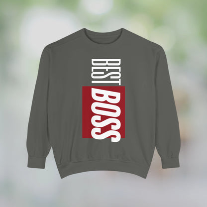 BEST BOSS / Unisex Garment-Dyed Front Print Sweatshirt