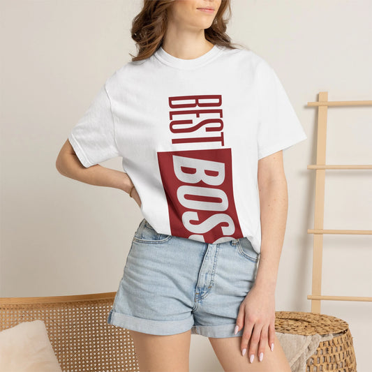 BEST BOSS / Unisex Garment-Dyed Front Print T-Shirt