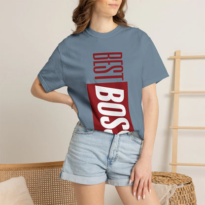 BEST BOSS / Unisex Garment-Dyed Front Print T-Shirt