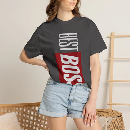 BEST BOSS / Unisex Garment-Dyed Front Print T-Shirt