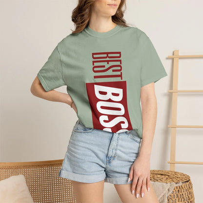 BEST BOSS / Unisex Garment-Dyed Front Print T-Shirt