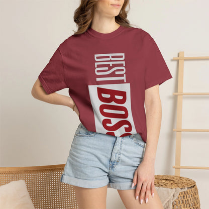 BEST BOSS / Unisex Garment-Dyed Front Print T-Shirt