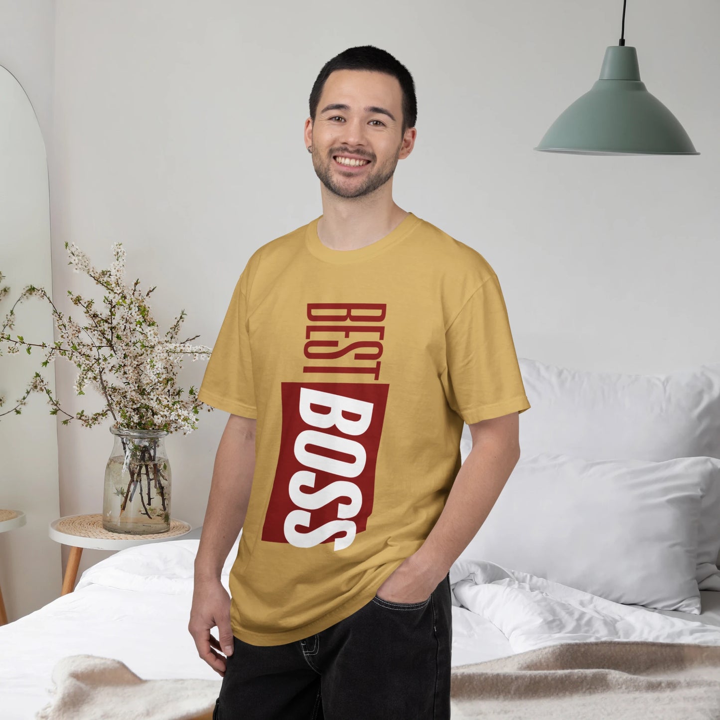 BEST BOSS / Unisex Garment-Dyed Front Print T-Shirt
