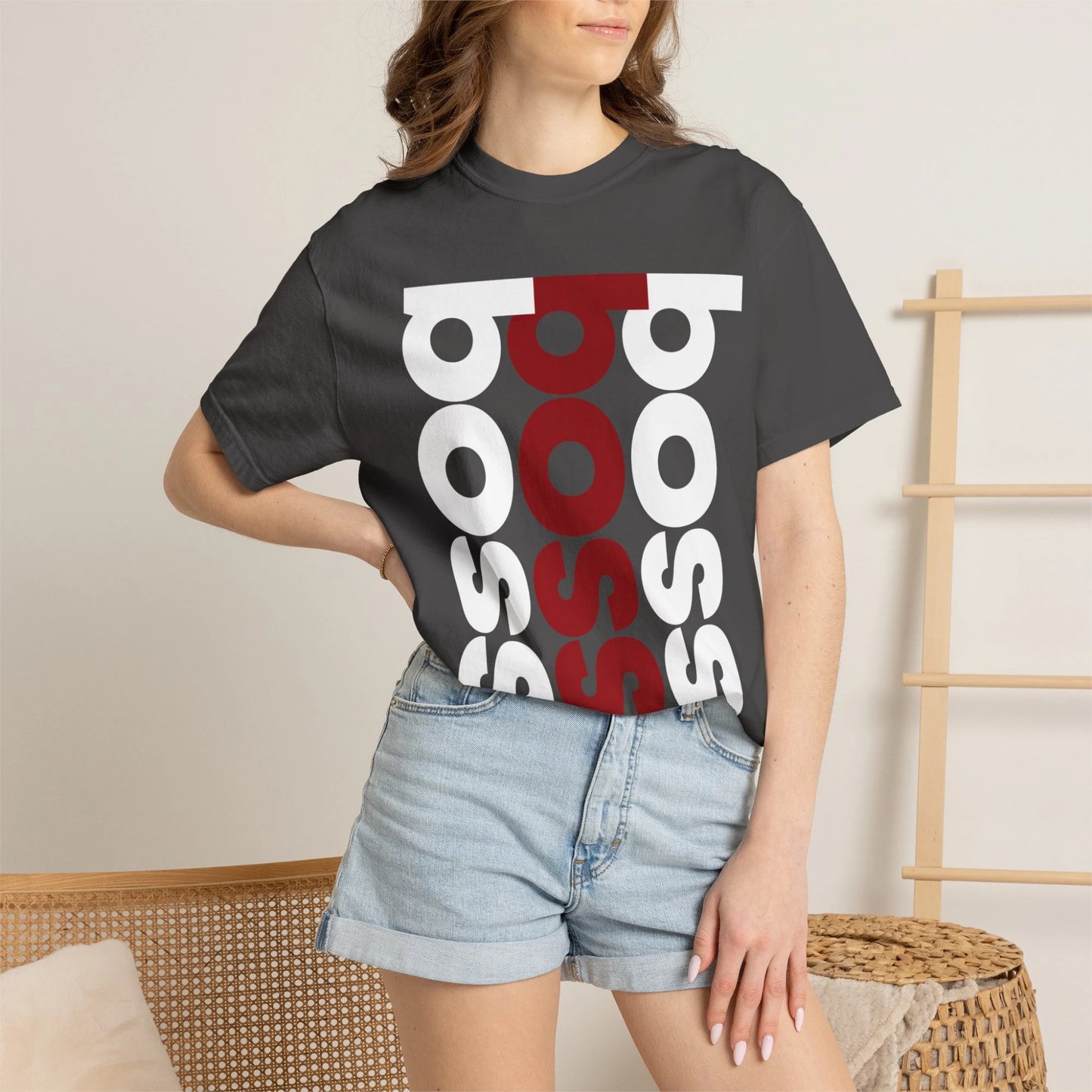 BOSS / Unisex Garment-Dyed Front Print T-Shirt