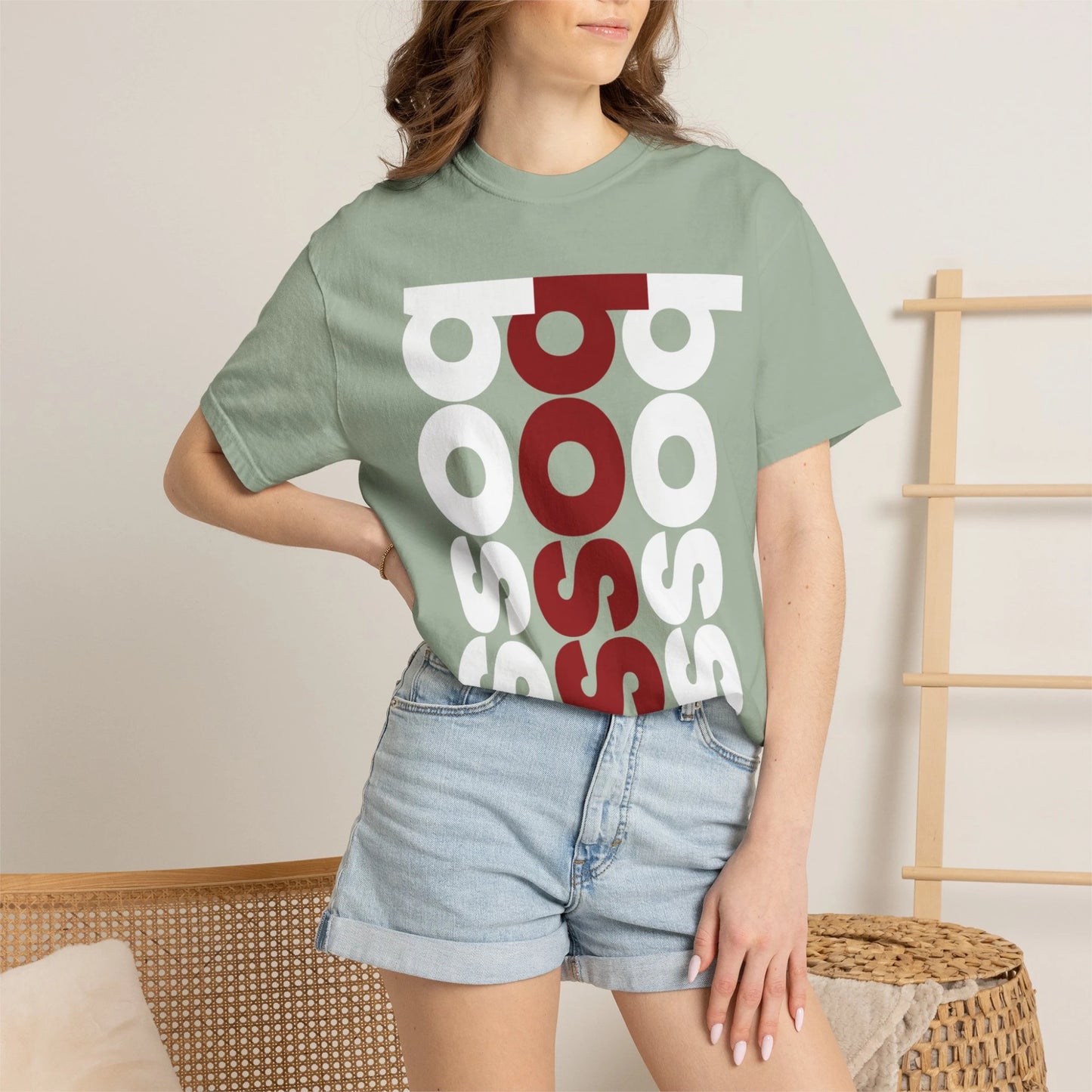 BOSS / Unisex Garment-Dyed Front Print T-Shirt