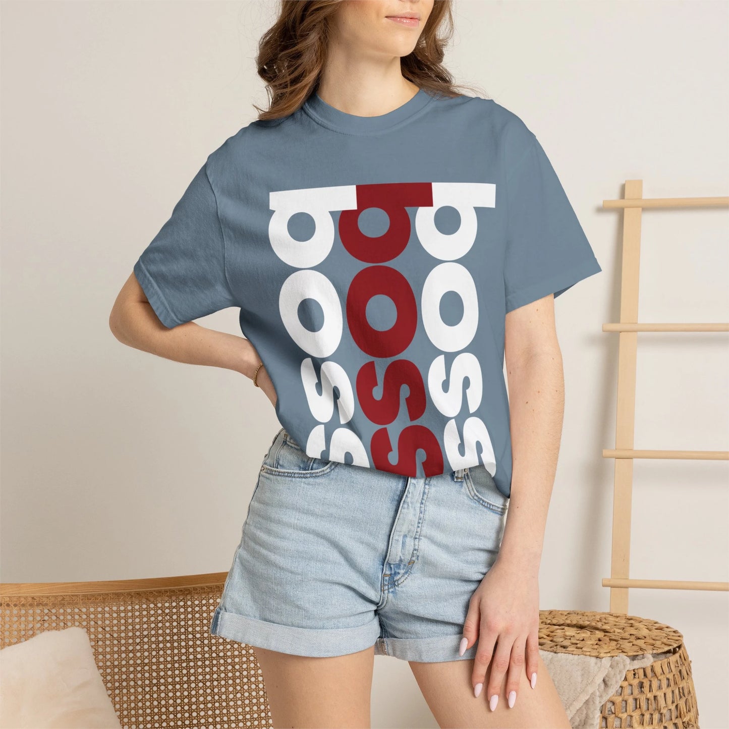 BOSS / Unisex Garment-Dyed Front Print T-Shirt
