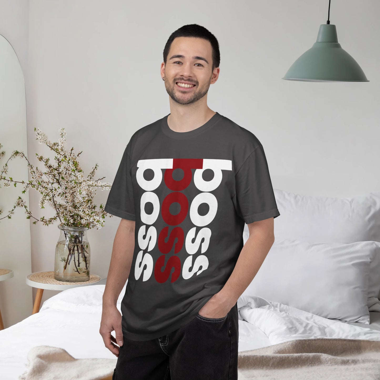 BOSS / Unisex Garment-Dyed Front Print T-Shirt