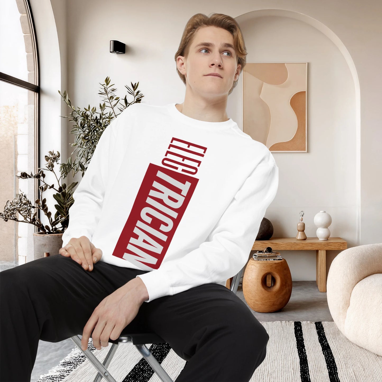 ELECTRICIAN / Unisex Garment-Dyed Front Print Sweatshirt