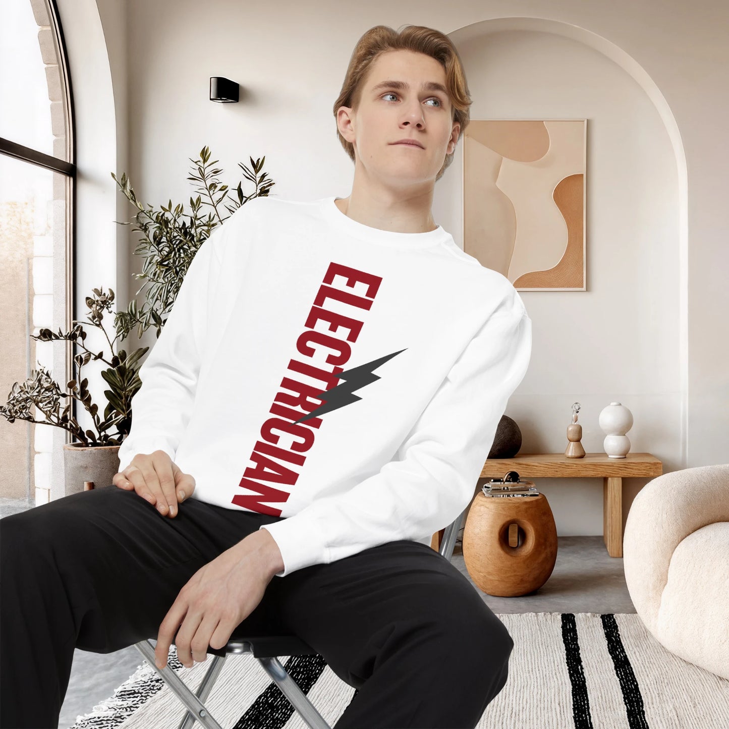 ELECTRICIAN / Unisex Garment-Dyed Front Print Sweatshirt
