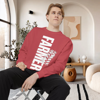 FARMER / Unisex Garment-Dyed Front Print Sweatshirt