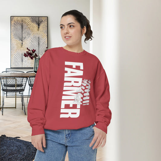 FARMER / Unisex Garment-Dyed Front Print Sweatshirt