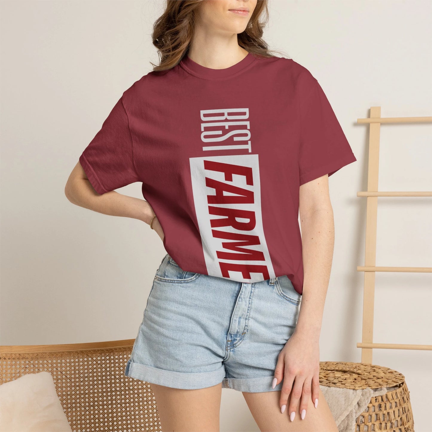 BEST FARMER / Unisex Garment-Dyed Front Print T-Shirt