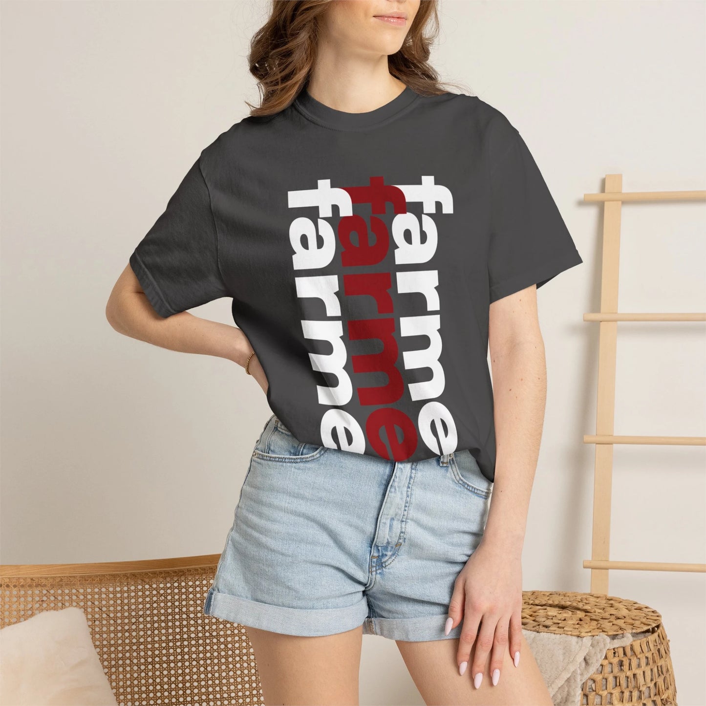 FARMER / Unisex Garment-Dyed Front Print T-Shirt