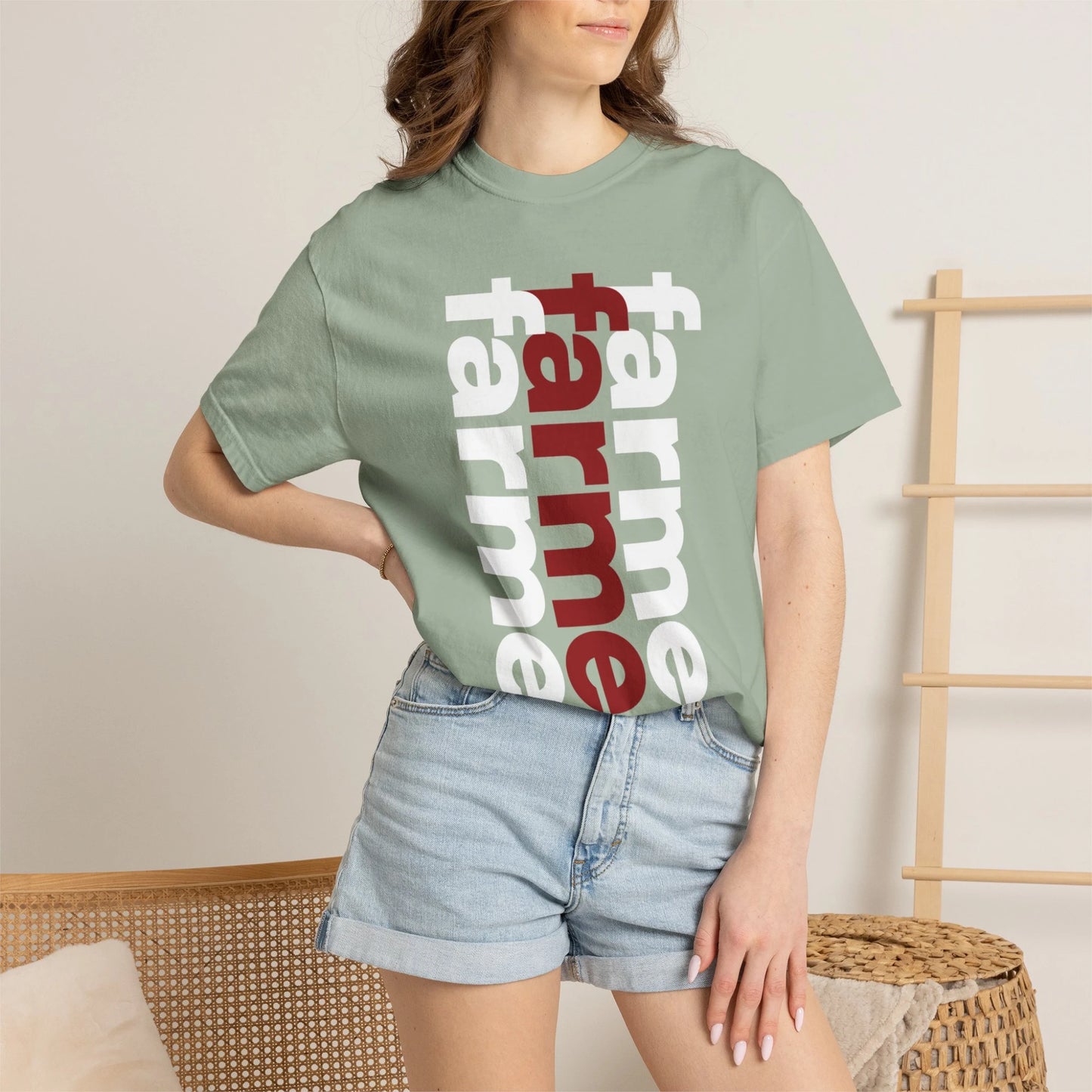 FARMER / Unisex Garment-Dyed Front Print T-Shirt