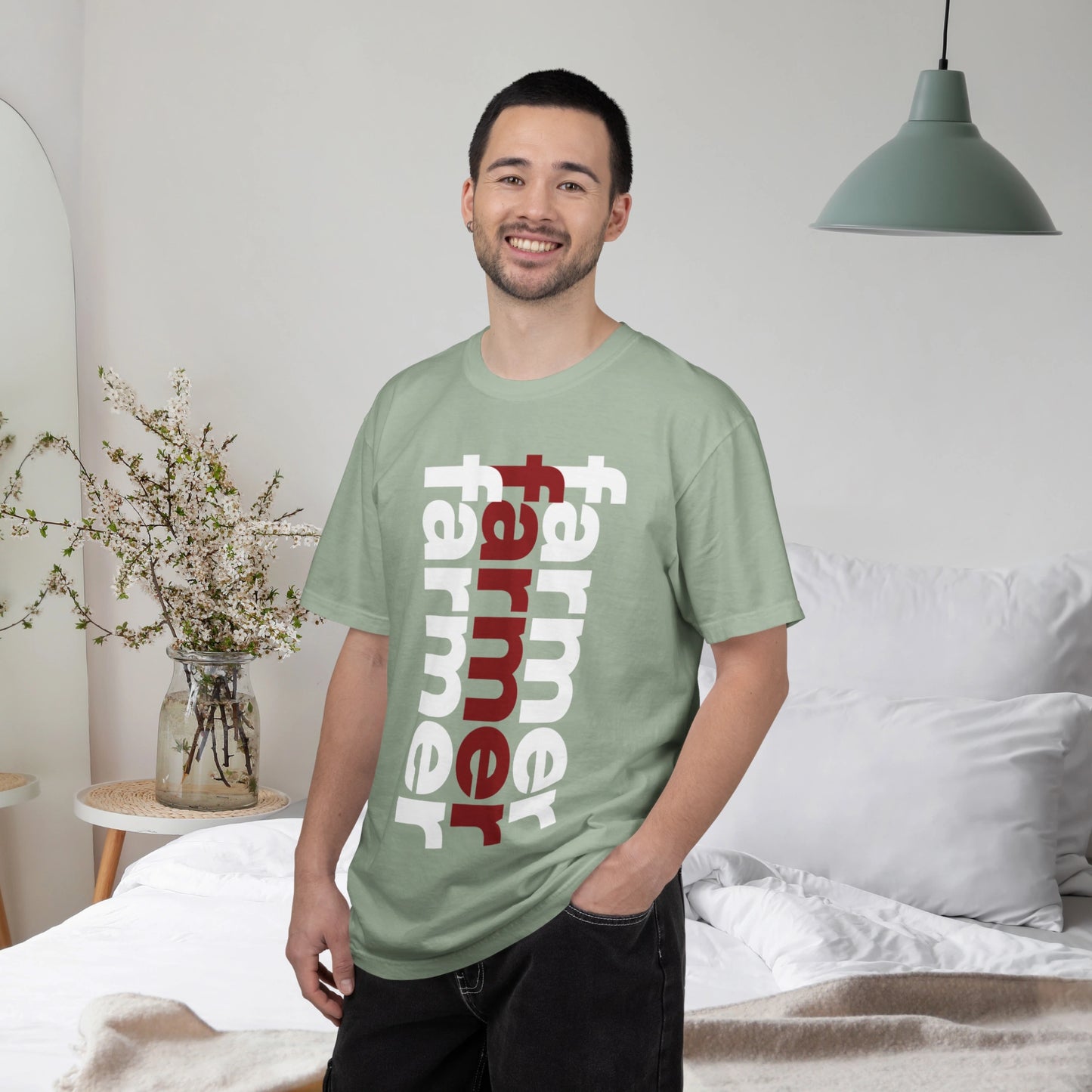 FARMER / Unisex Garment-Dyed Front Print T-Shirt