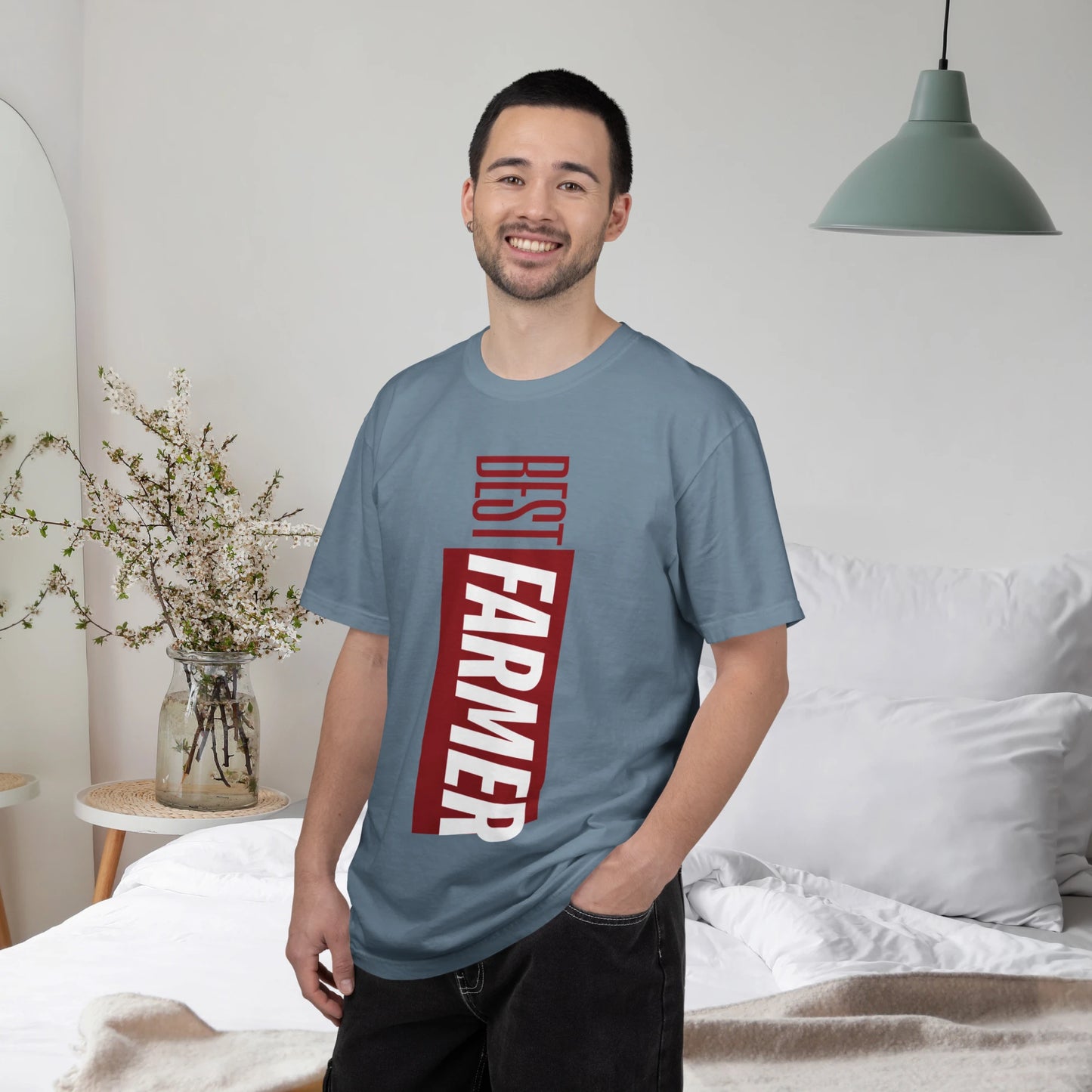 BEST FARMER / Unisex Garment-Dyed Front Print T-Shirt