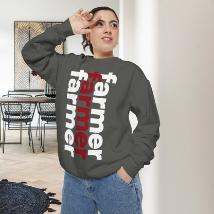 FARMER / Unisex Garment-Dyed Front Print Sweatshirt