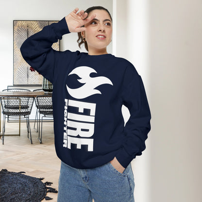 FIREFIGHTER / Unisex Garment-Dyed Front Print Sweatshirt