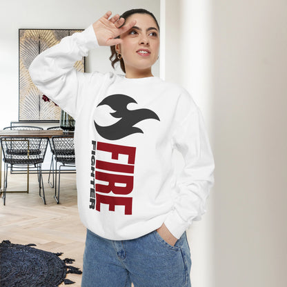 FIREFIGHTER / Unisex Garment-Dyed Front Print Sweatshirt