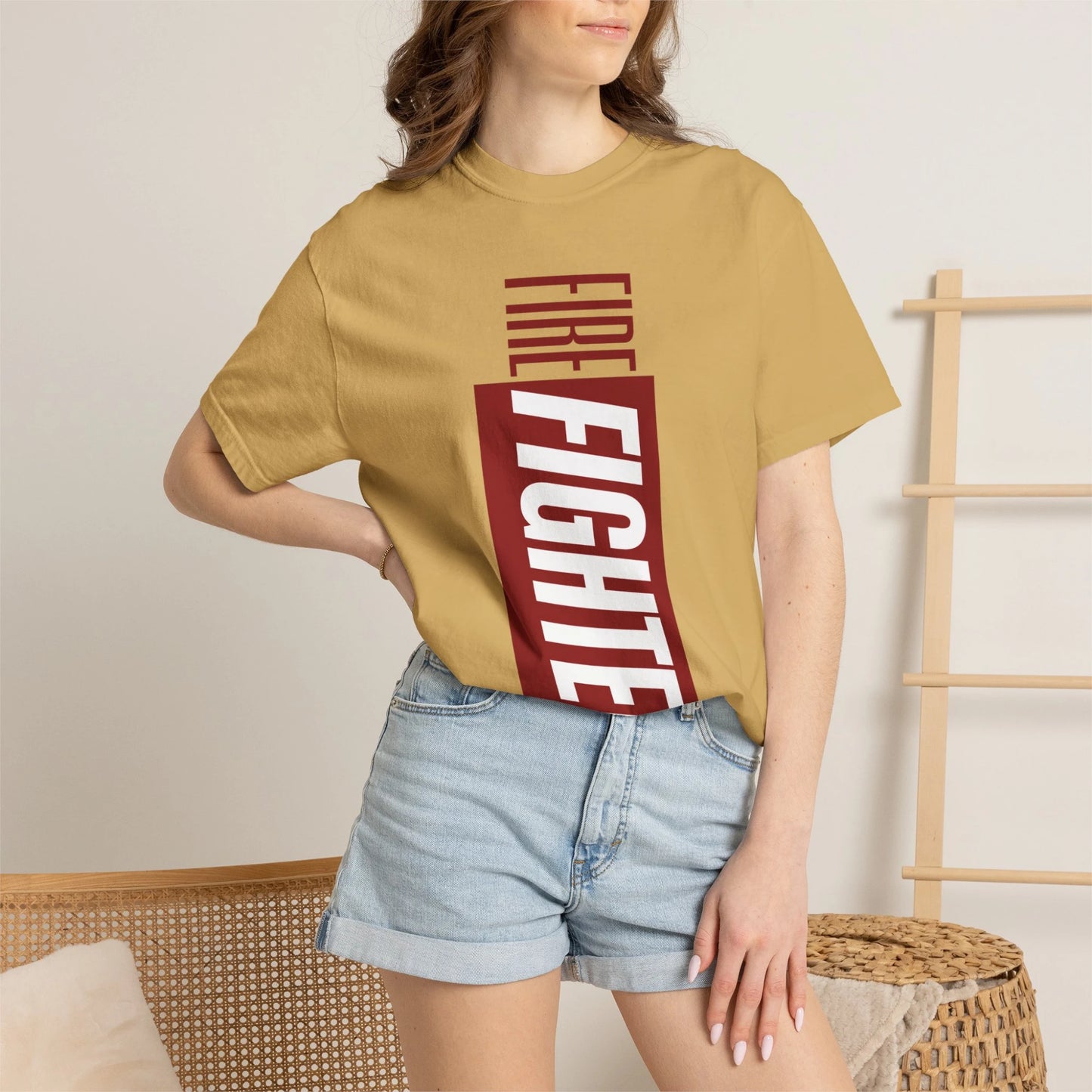 FIREFIGHTER / Unisex Garment-Dyed Front Print T-Shirt