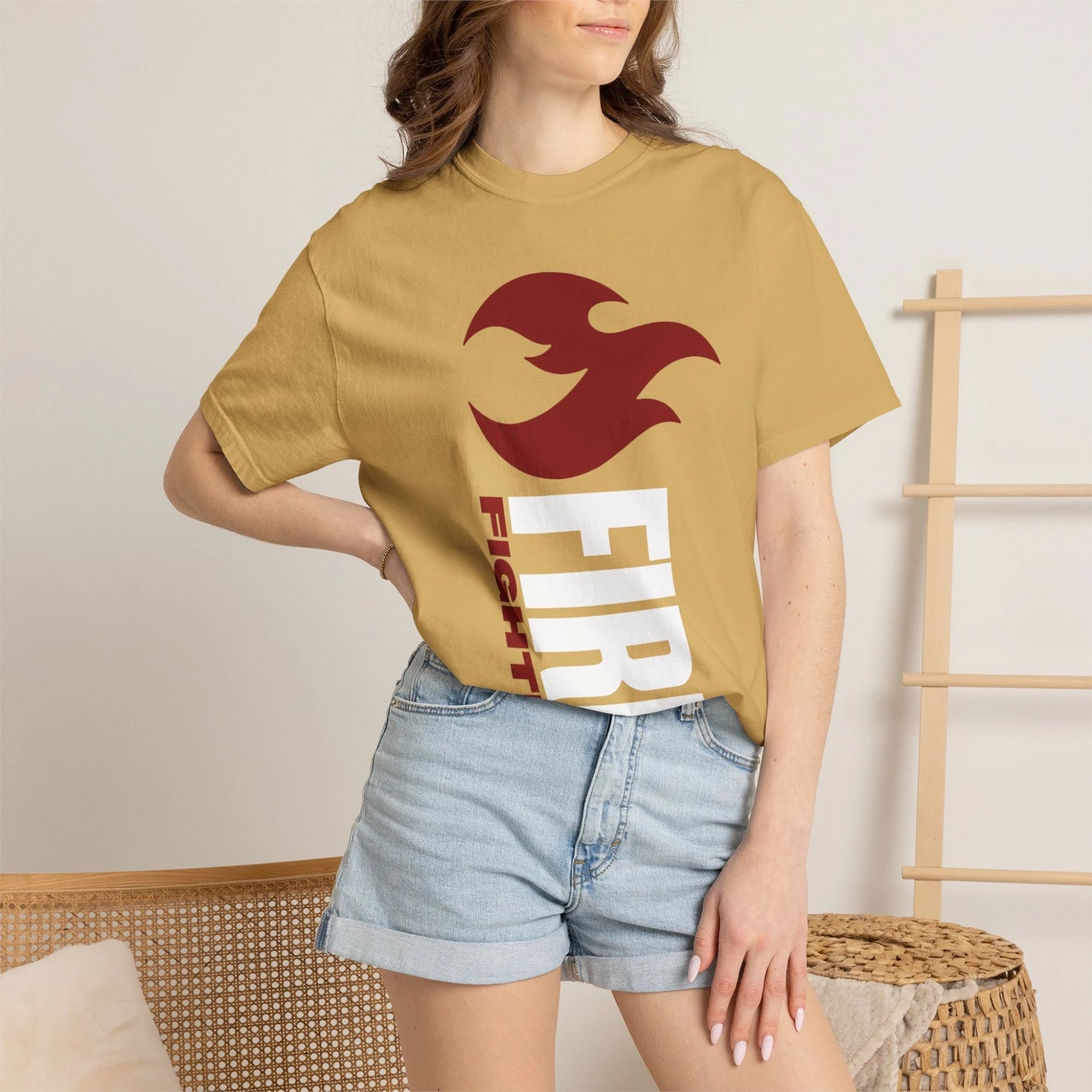 FIREFIGHTER / Unisex Garment-Dyed Front Print T-Shirt