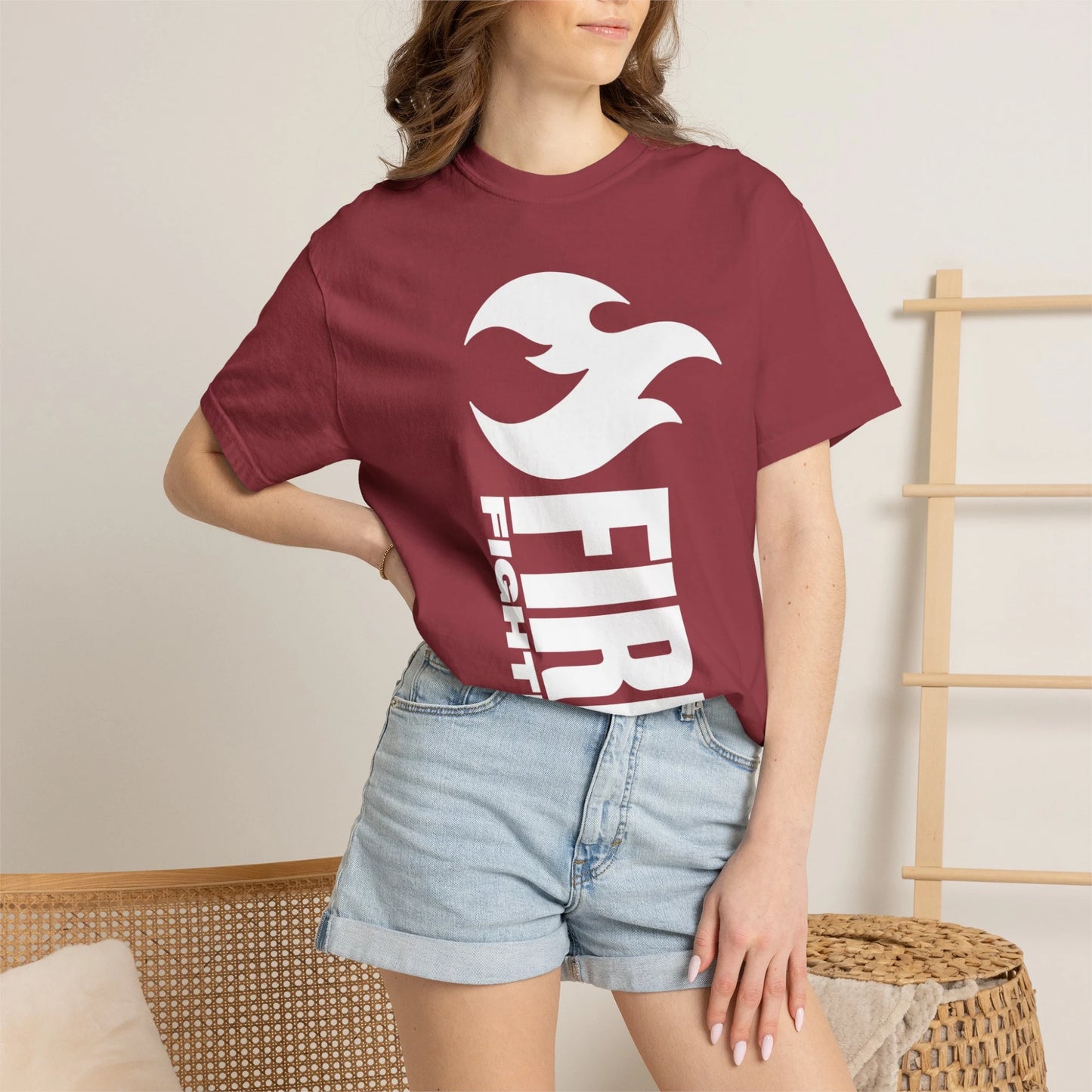 FIREFIGHTER / Unisex Garment-Dyed Front Print T-Shirt