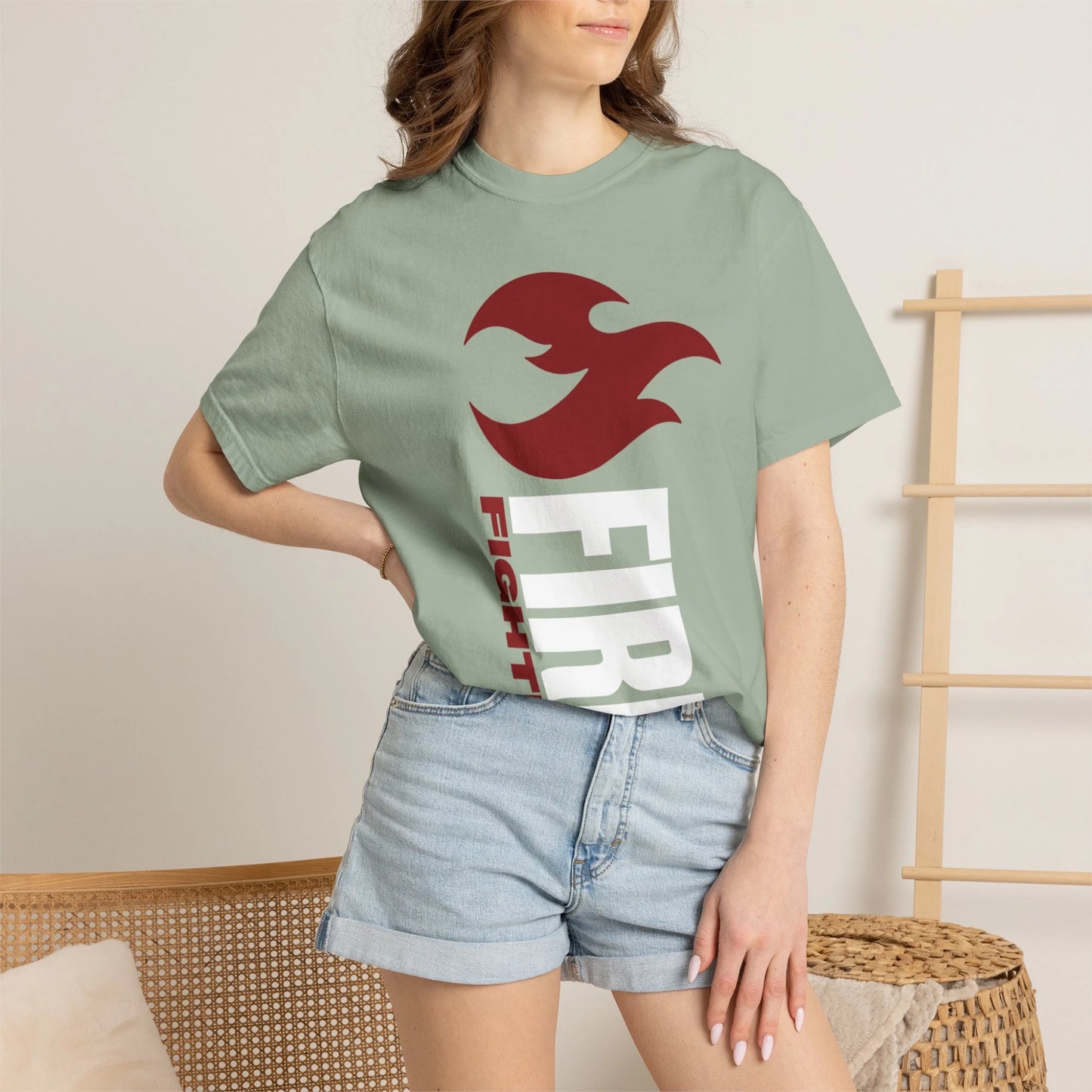 FIREFIGHTER / Unisex Garment-Dyed Front Print T-Shirt