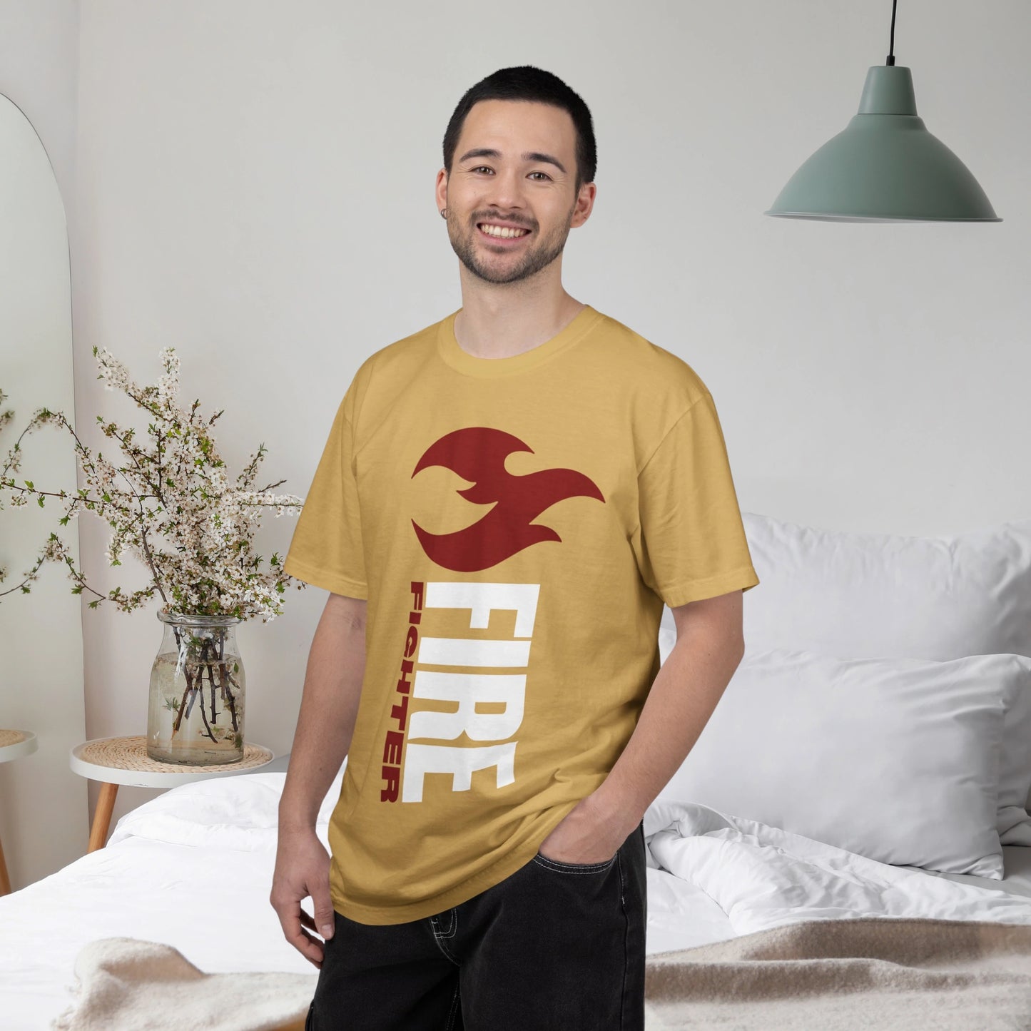 FIREFIGHTER / Unisex Garment-Dyed Front Print T-Shirt