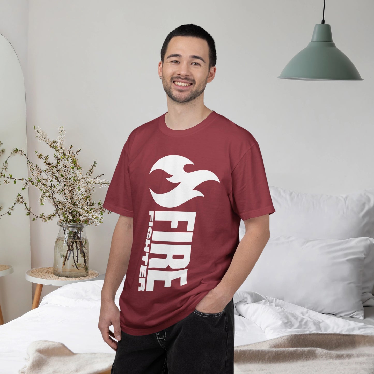FIREFIGHTER / Unisex Garment-Dyed Front Print T-Shirt