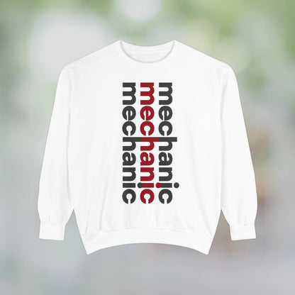 MECHANIC / Unisex Garment-Dyed Front Print Sweatshirt