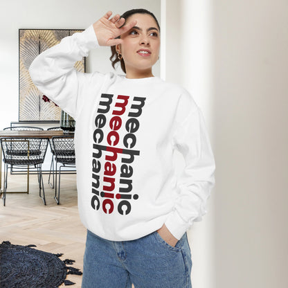MECHANIC / Unisex Garment-Dyed Front Print Sweatshirt