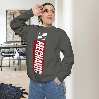 BEST MECHANIC / Unisex Garment-Dyed Front Print Sweatshirt