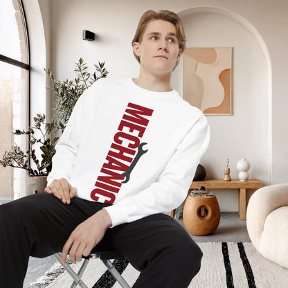 MECHANIC / Unisex Garment-Dyed Front Print Sweatshirt