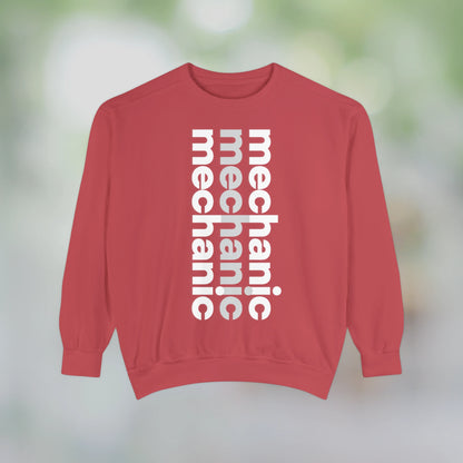 MECHANIC / Unisex Garment-Dyed Front Print Sweatshirt