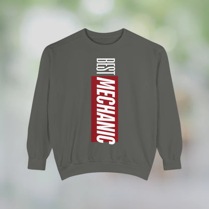 BEST MECHANIC / Unisex Garment-Dyed Front Print Sweatshirt