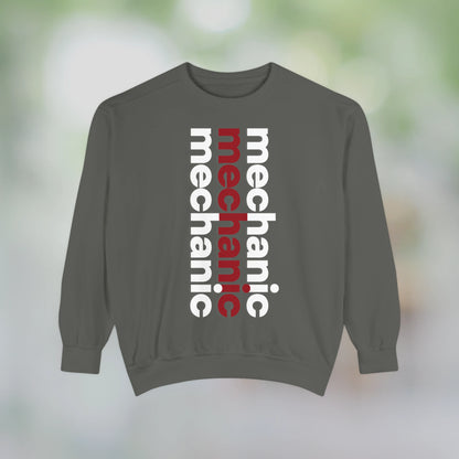 MECHANIC / Unisex Garment-Dyed Front Print Sweatshirt