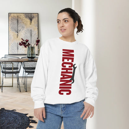 MECHANIC / Unisex Garment-Dyed Front Print Sweatshirt